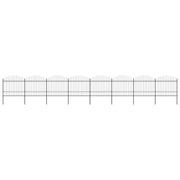 Cerca de jardim com topo em forma de lança em aço 1426x175 cm, preta