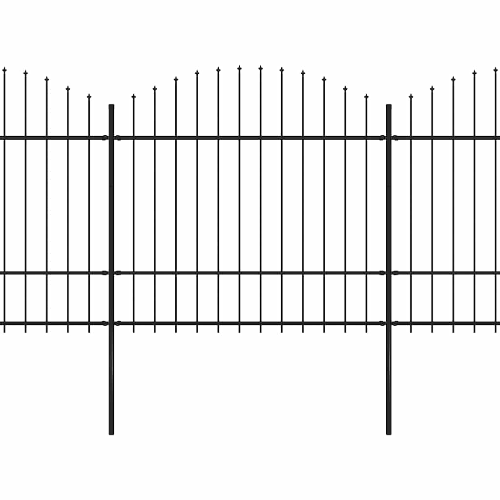 Cerca de jardim com topo em forma de lança em aço 1426x175 cm, preta
