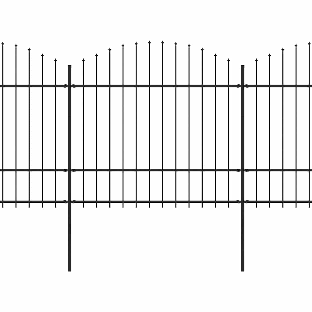 Cerca de jardim com topo em forma de lança em aço 1603,5x200 cm, preta