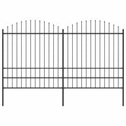 Cerca de jardim com topo em forma de lança em aço 359x200 cm, preta