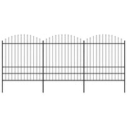 Cerca de jardim com topo em forma de lança em aço 537x200 cm, preta