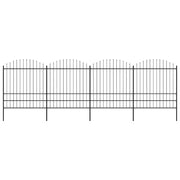 Cerca de jardim com topo em forma de lança em aço 714,5x200 cm, preta