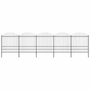 Cerca de jardim com topo em forma de lança em aço 892,5x200 cm, preta