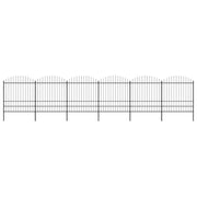 Cerca de jardim com topo em forma de lança em aço 1070x200 cm, preta