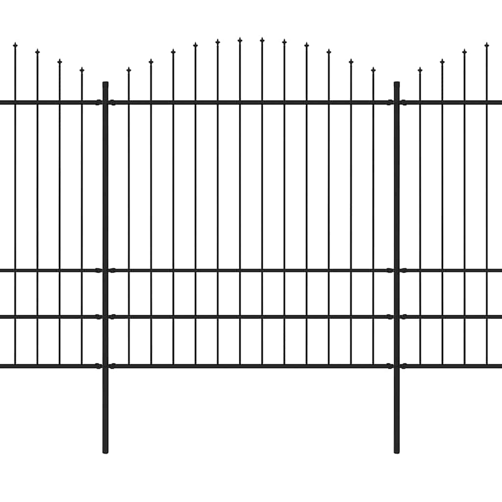 Cerca de jardim com topo em forma de lança em aço 1070x200 cm, preta