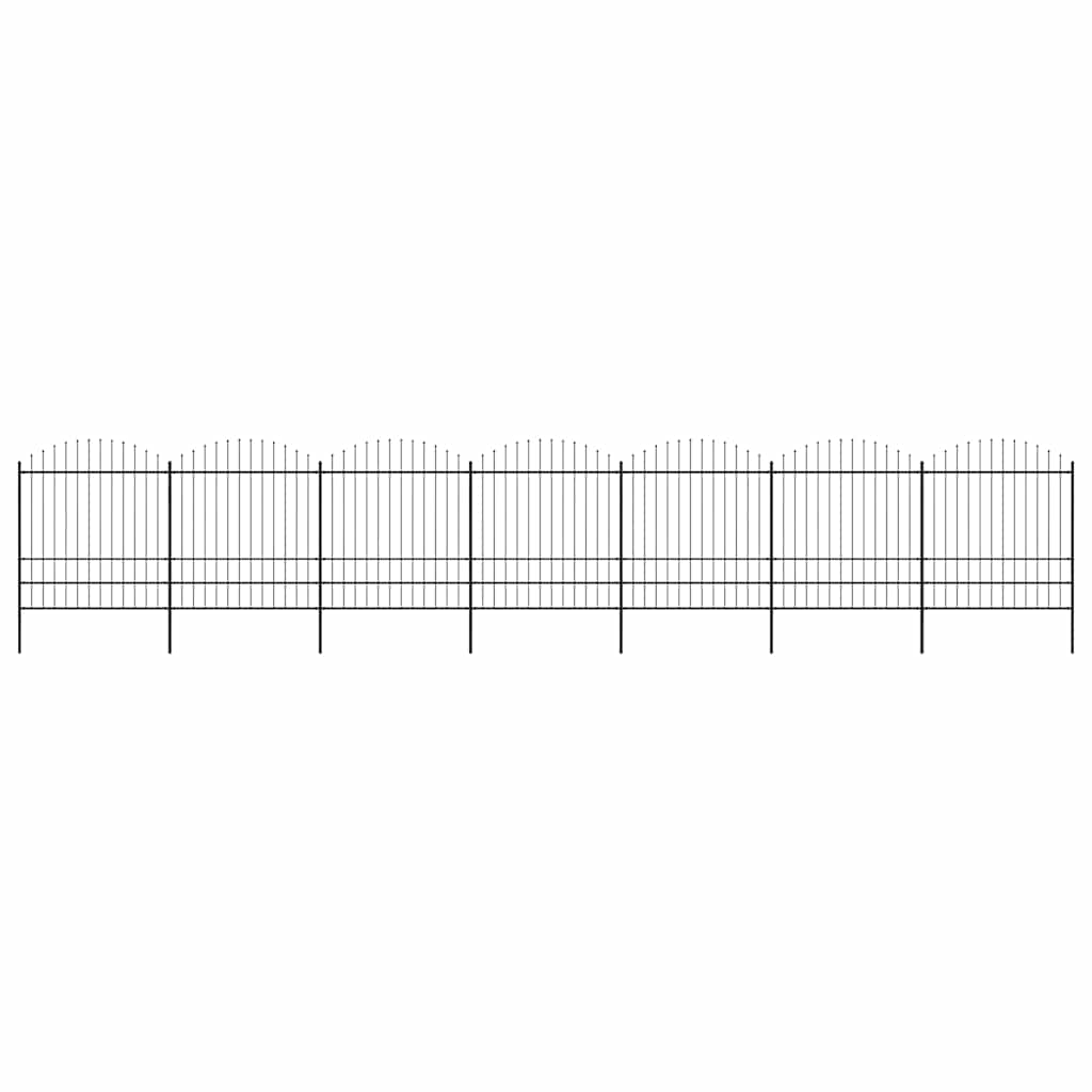 Cerca de jardim com topo em forma de lança em aço 1248x175 cm, preta