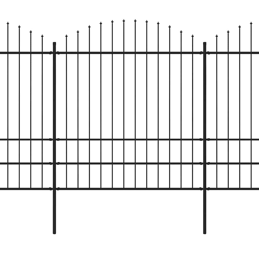 Cerca de jardim com topo em forma de lança em aço 1248x175 cm, preta