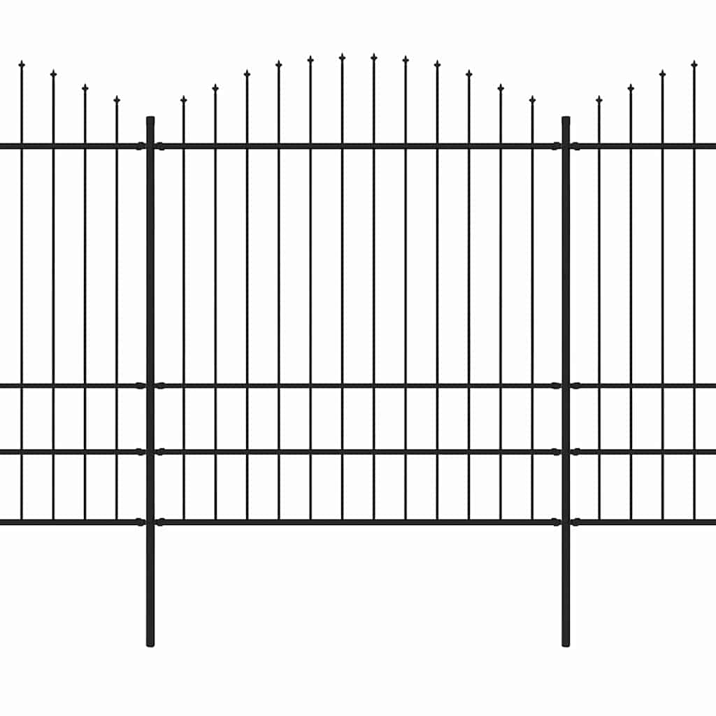 Cerca de jardim com topo em forma de lança em aço 1603,5x200 cm, preta