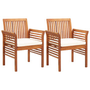 Cadeiras de jantar jardim c/ almofadões 2 pcs madeira acácia