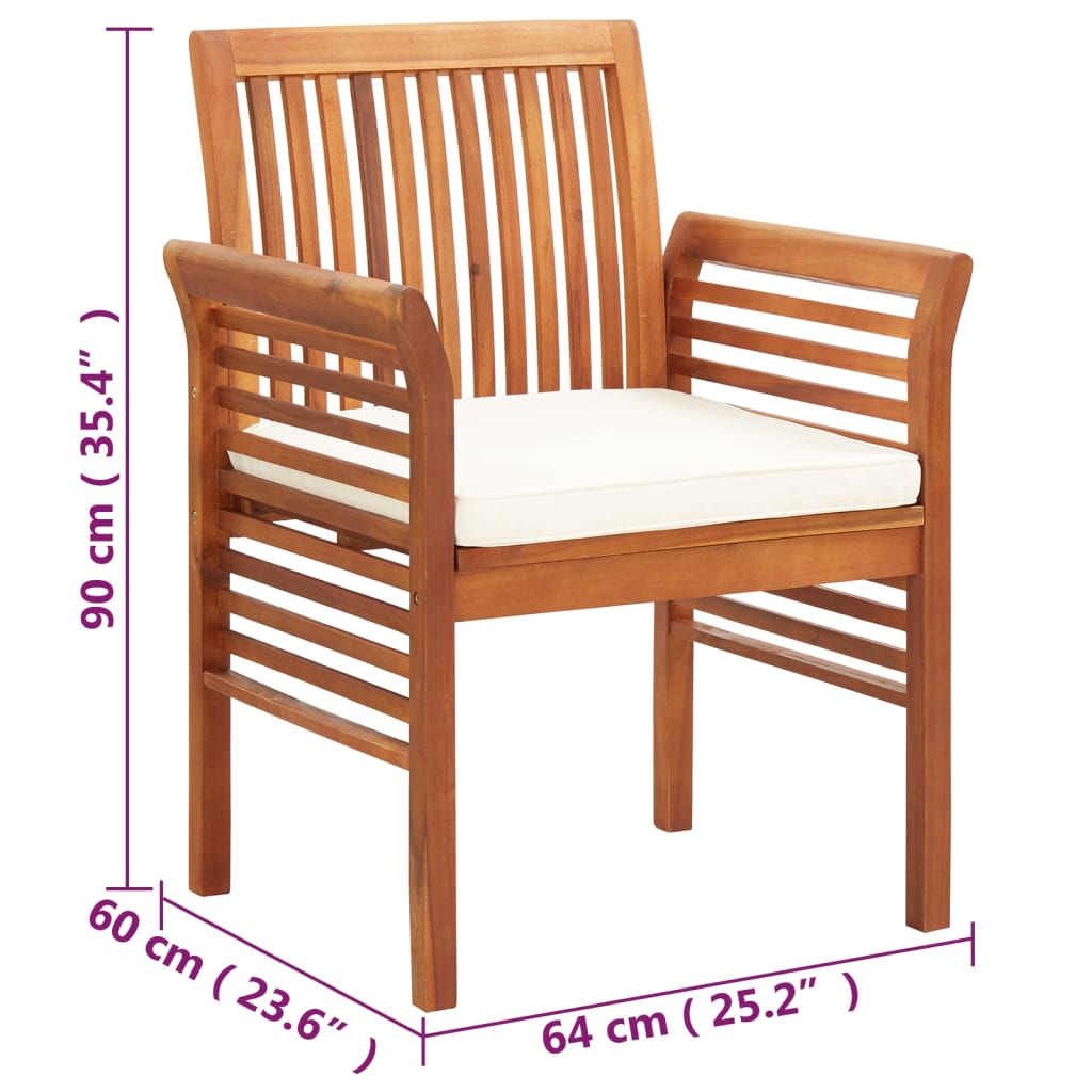 Cadeiras de jantar jardim c/ almofadões 2 pcs madeira acácia