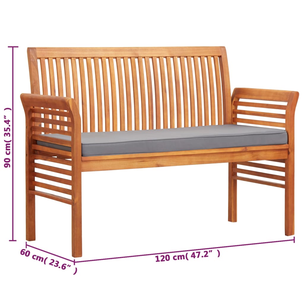 Banco de jardim 2 lugares c/ almofadão 120 cm acácia maciça