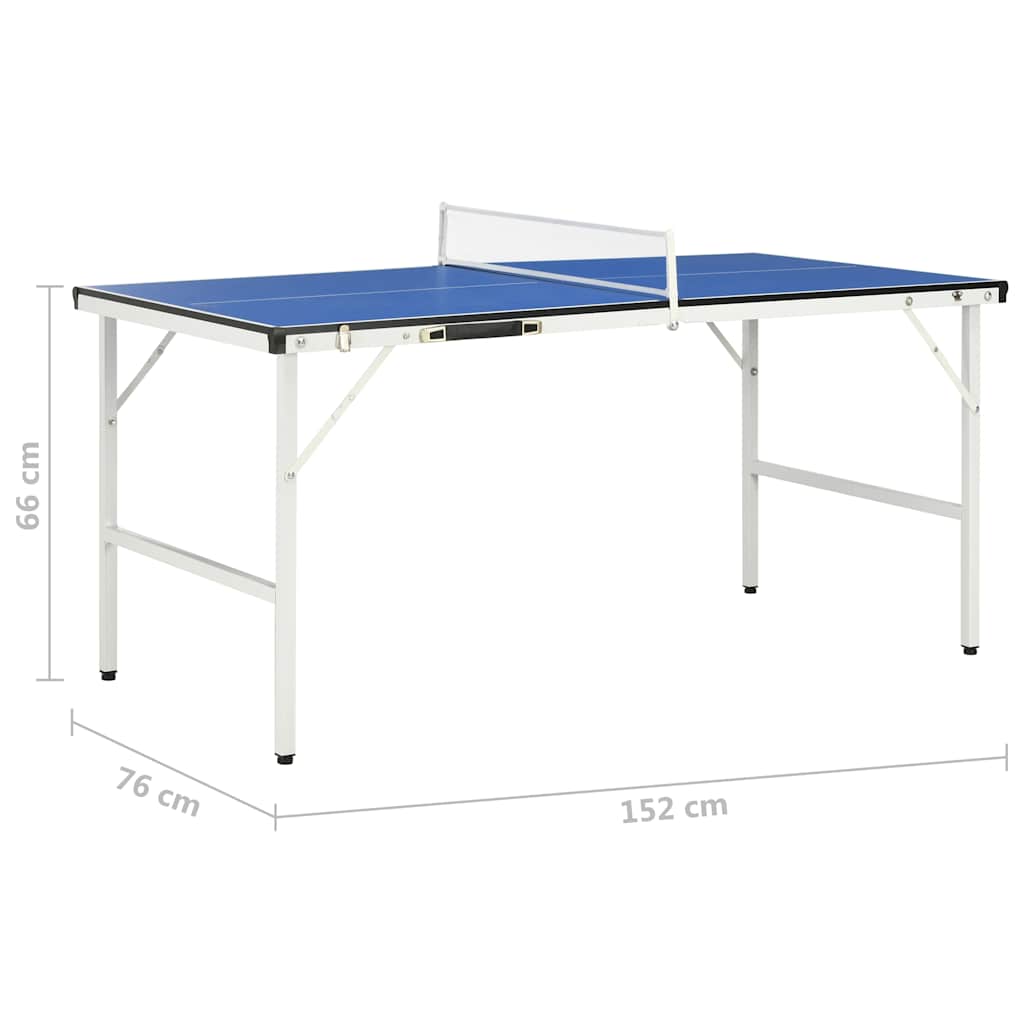 Mesa de pingue-pongue de 5 pés com rede 152x76x66 cm azul