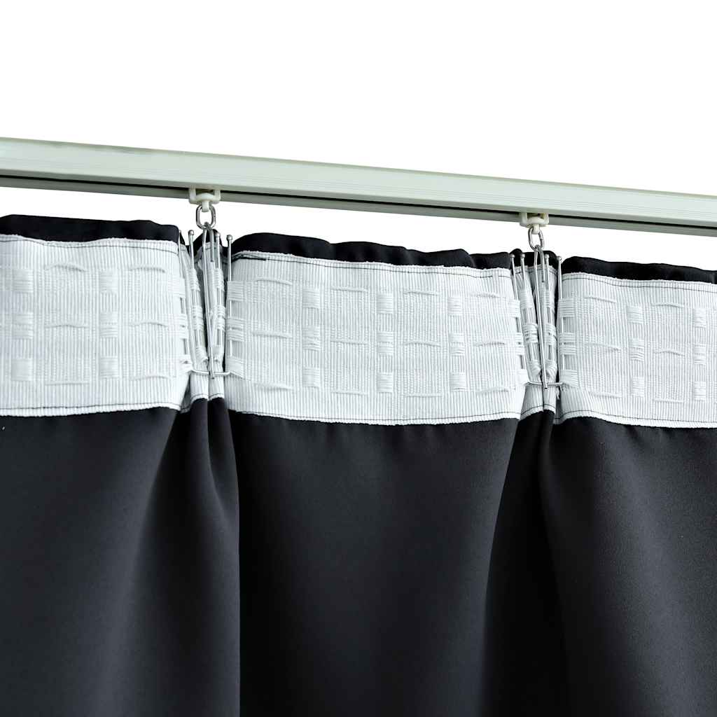 Cortinas blackout com ganchos 2 pcs 140x245 cm antracite
