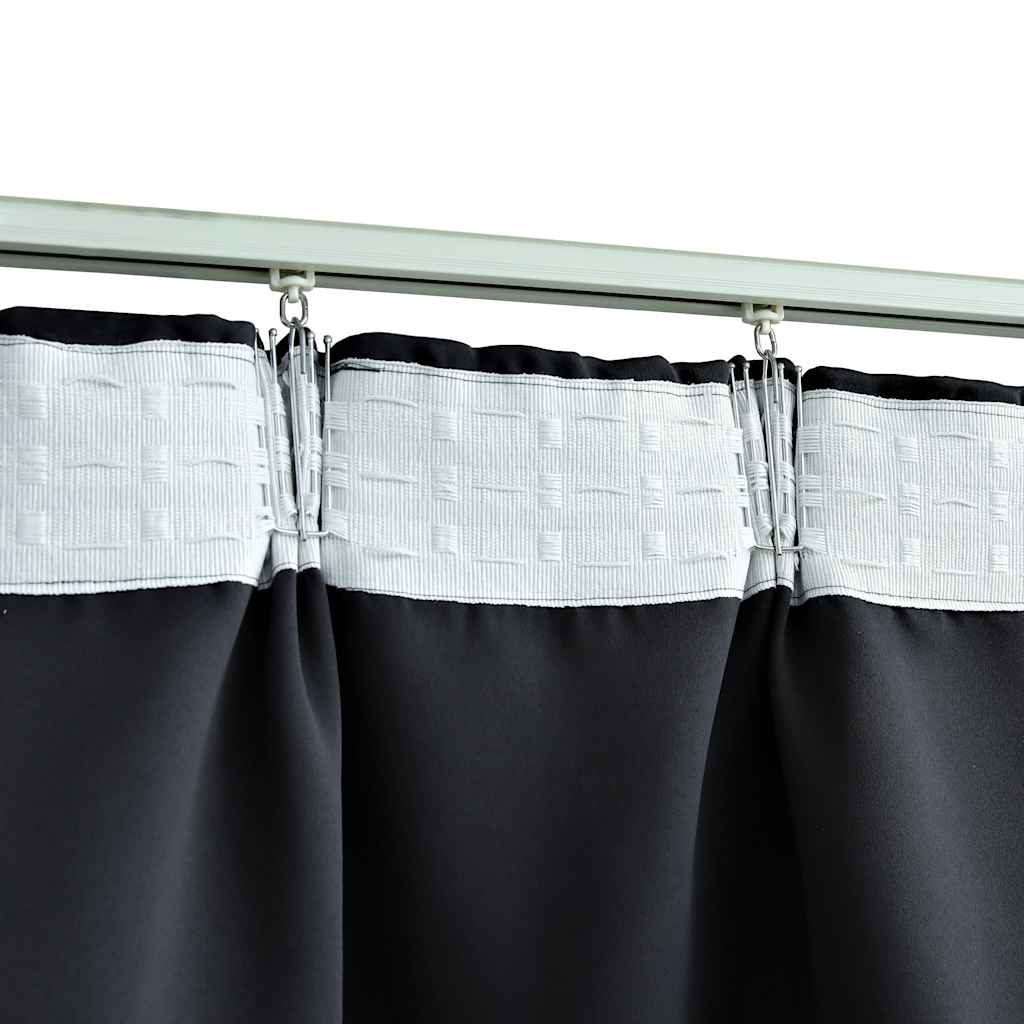 Cortinas blackout com ganchos 2 pcs 140x245 cm antracite