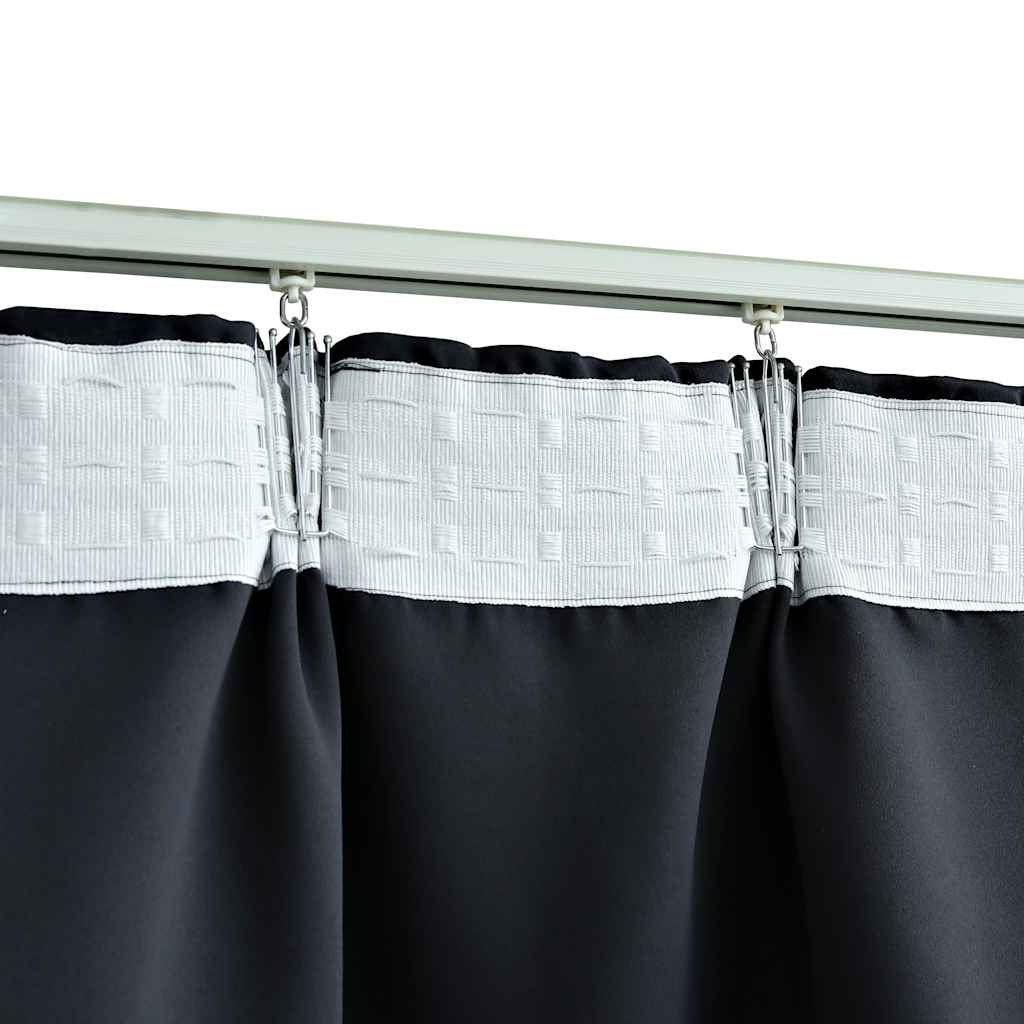 Cortinas blackout com ganchos 2 pcs 140x245 cm antracite