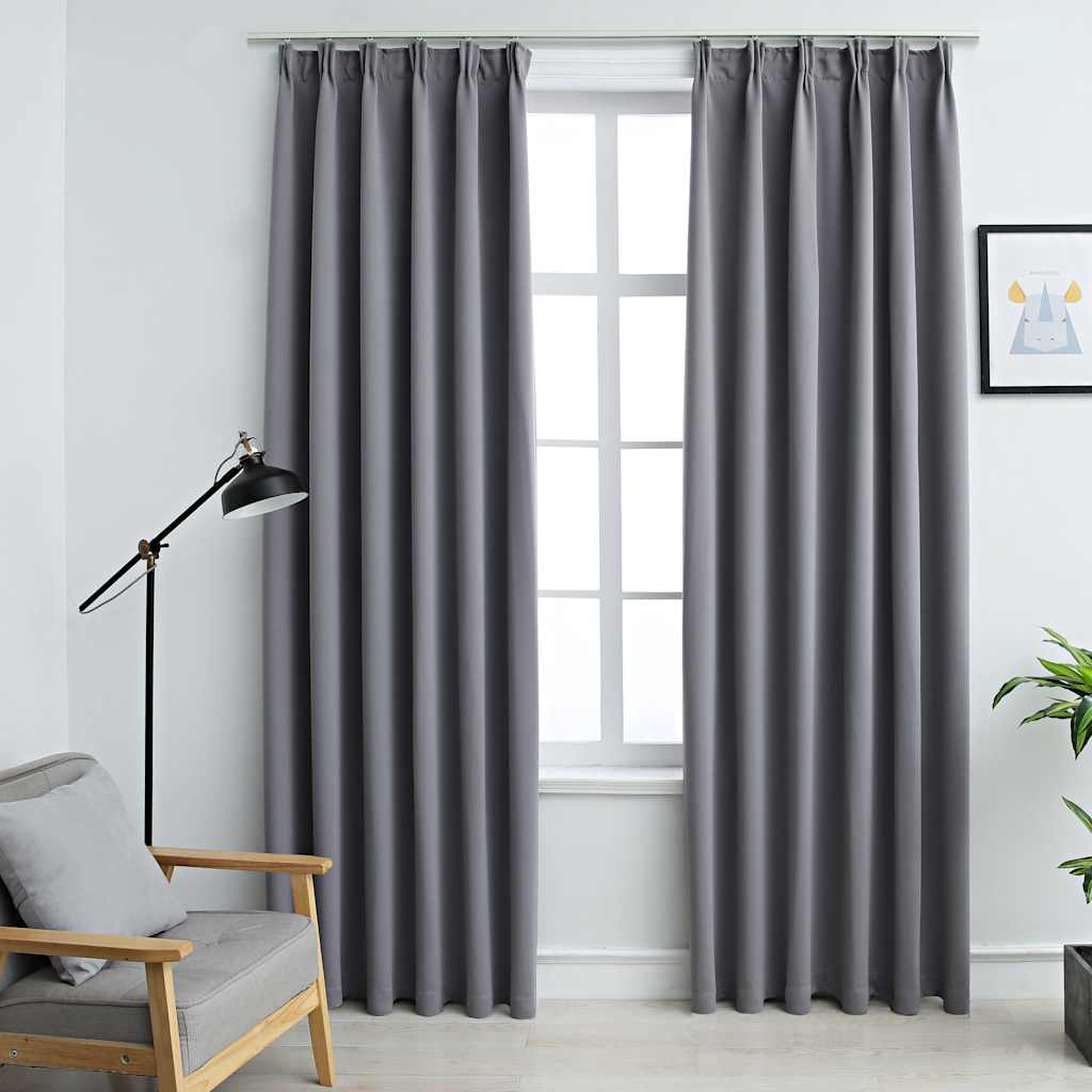 Cortinas blackout com ganchos 2 pcs 140x245 cm antracite