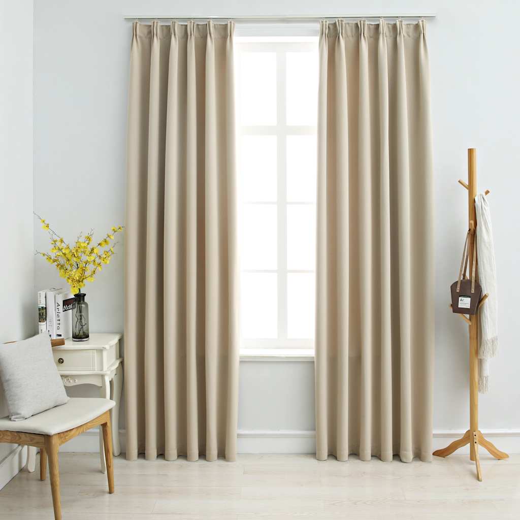 Cortinas blackout com ganchos 2 pcs 140x245 cm antracite