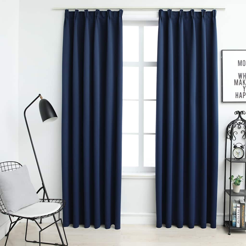 Cortinas blackout com ganchos 2 pcs 140x245 cm antracite
