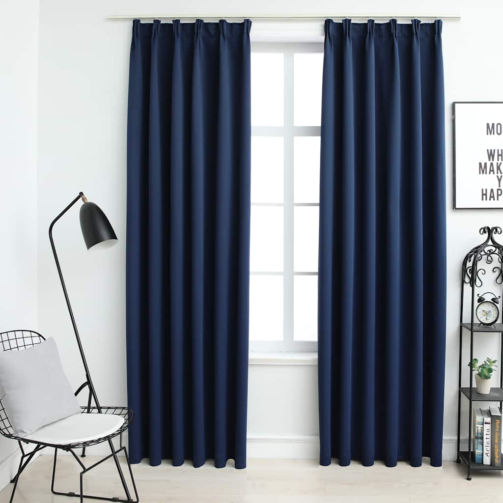 Cortinas blackout com ganchos 2 pcs 140x245 cm antracite