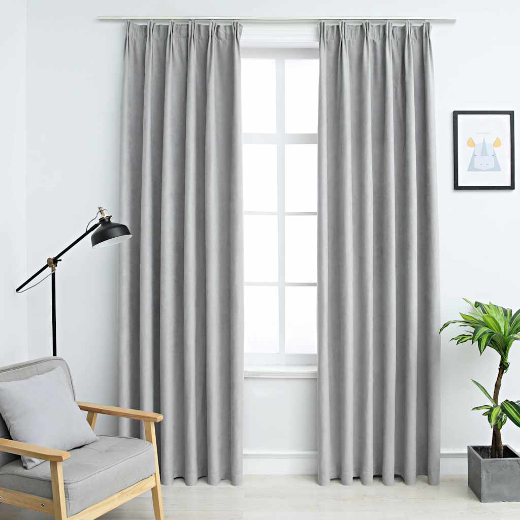 Cortinas blackout com ganchos 2 pcs 140x245 cm antracite