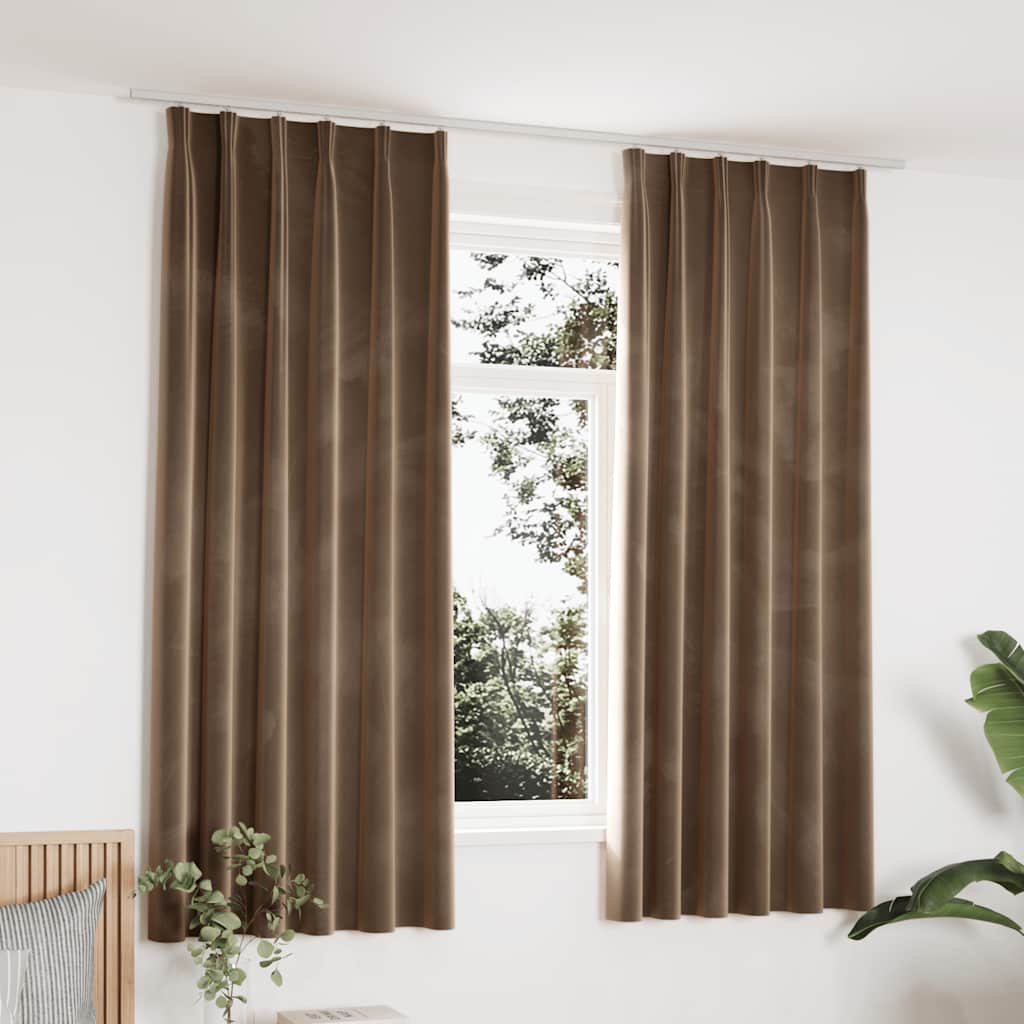 Cortinas blackout com ganchos 2 pcs 140x225 cm veludo antracite