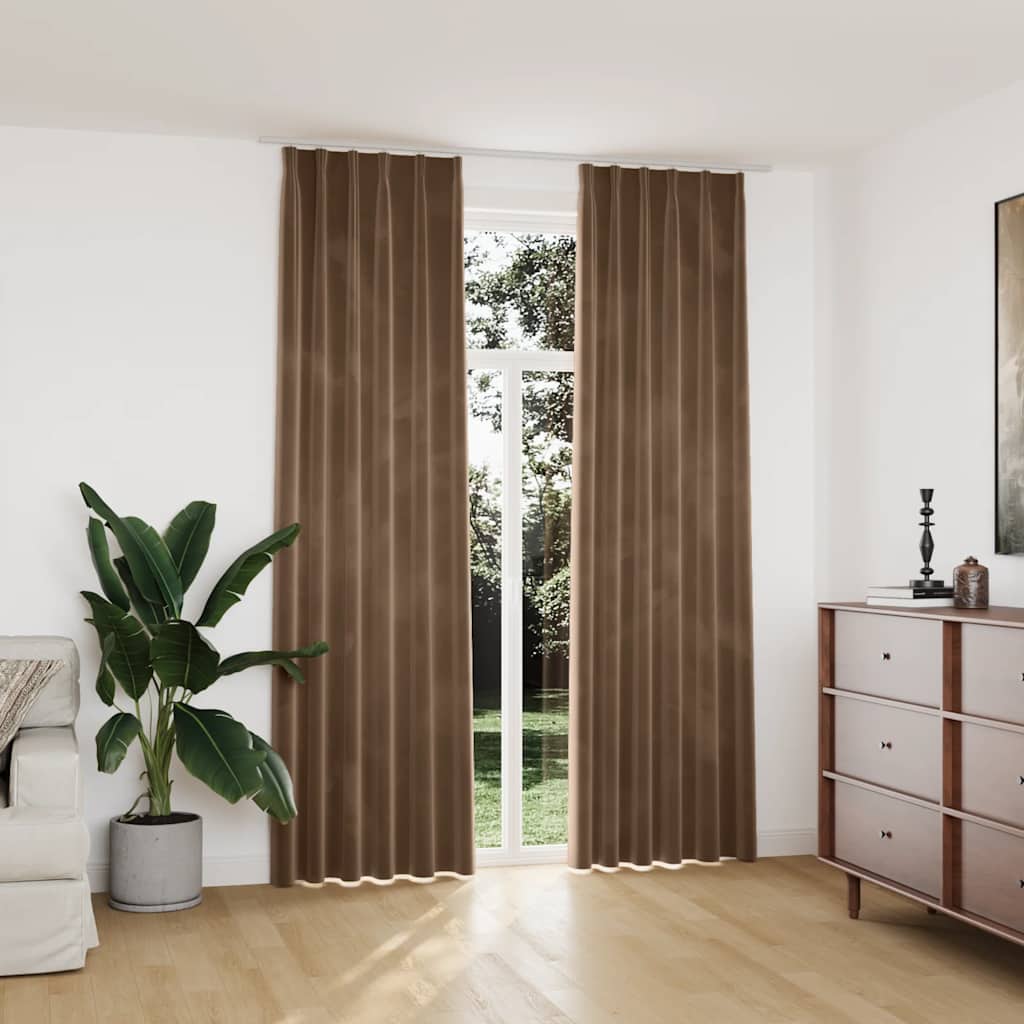 Cortinas blackout com ganchos 2 pcs 140x225 cm veludo antracite