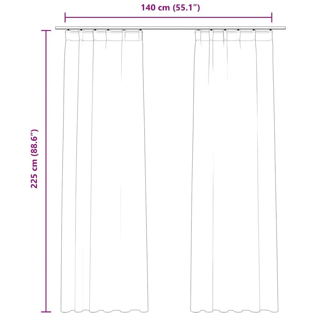Cortinas blackout com ganchos 2 pcs 140x225 cm veludo antracite