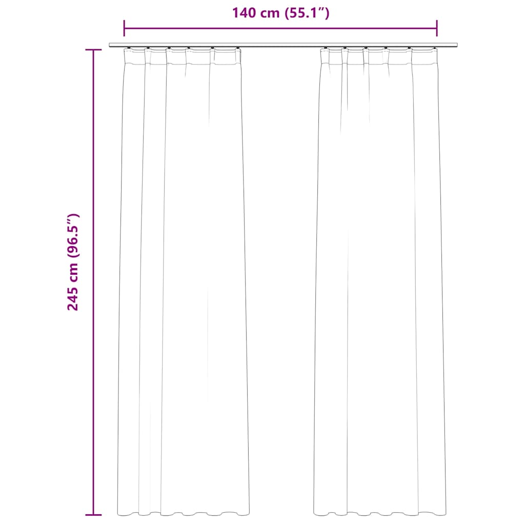 Cortinas blackout com ganchos 2 pcs 140x225 cm veludo antracite
