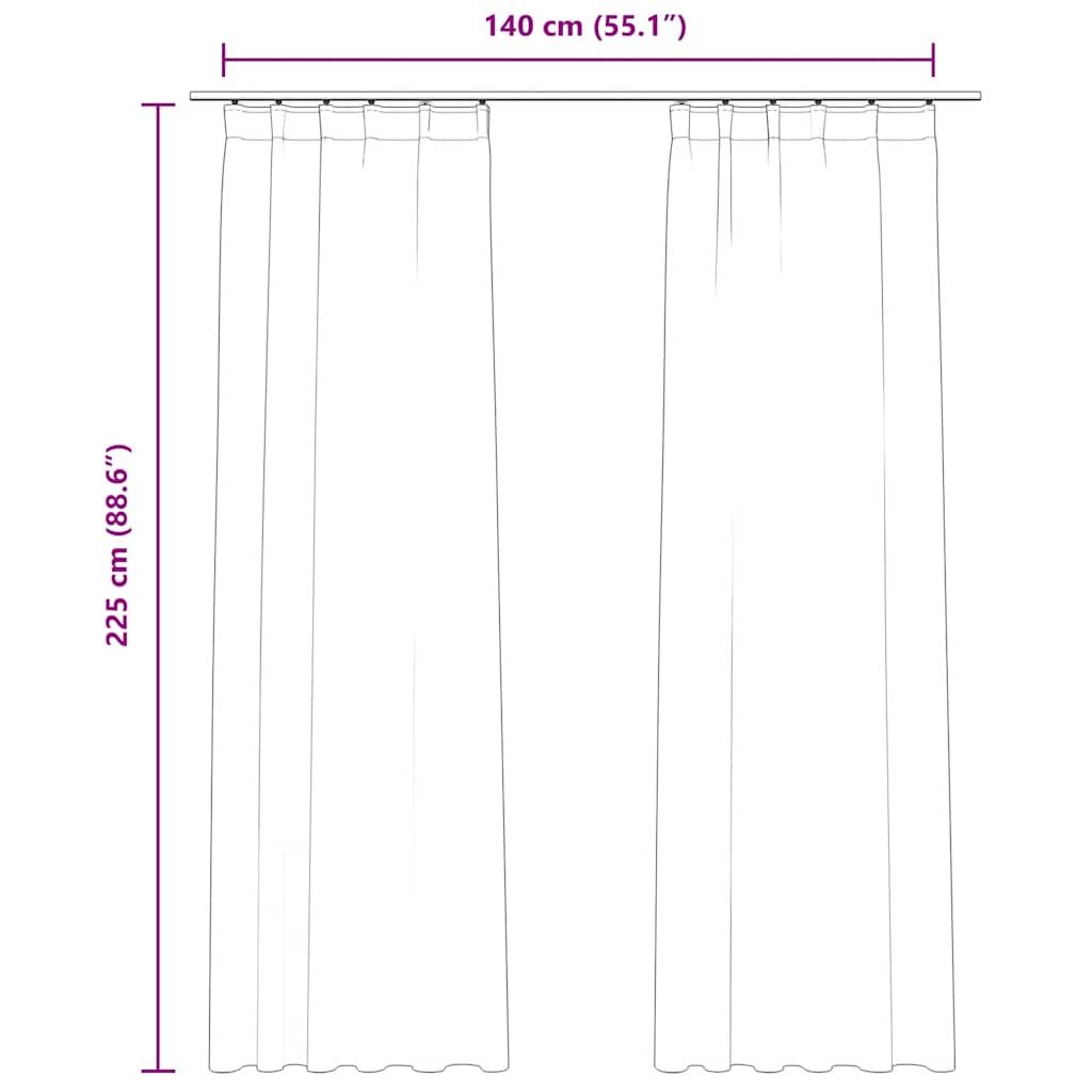 Cortinas blackout com ganchos 2 pcs 140x225 cm veludo antracite