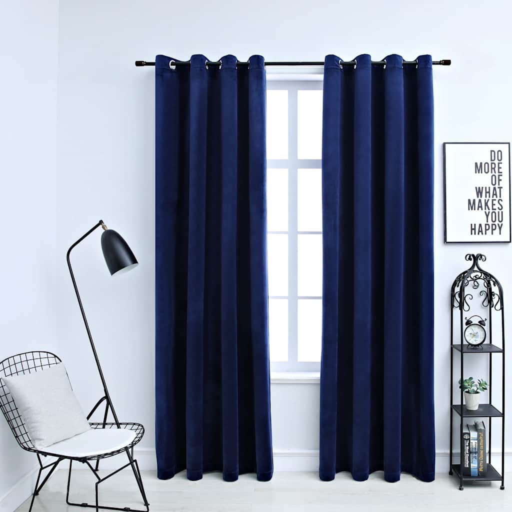 Cortinas blackout com argolas 2 pcs 140x225 cm veludo antracite