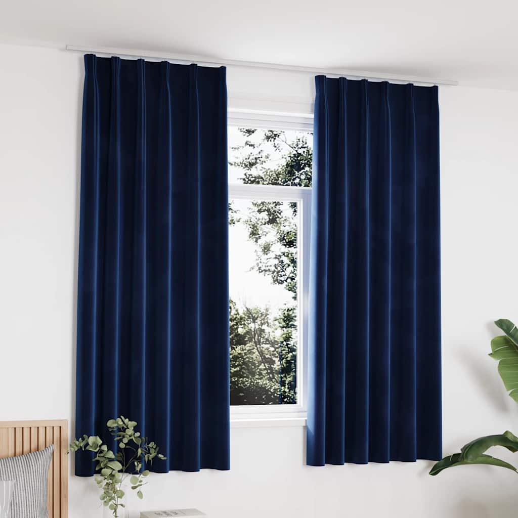 Cortinas blackout com ganchos 2 pcs 140x225 cm veludo antracite