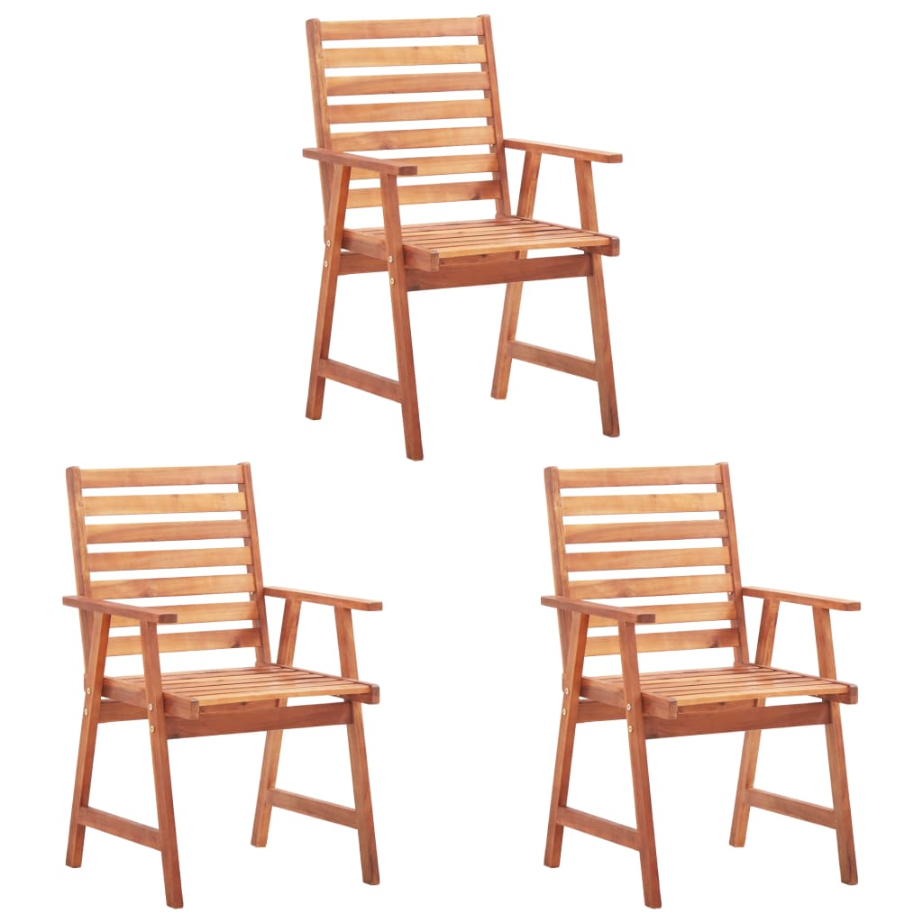Cadeiras jantar p/ jardim 3 pcs madeira acácia maciça