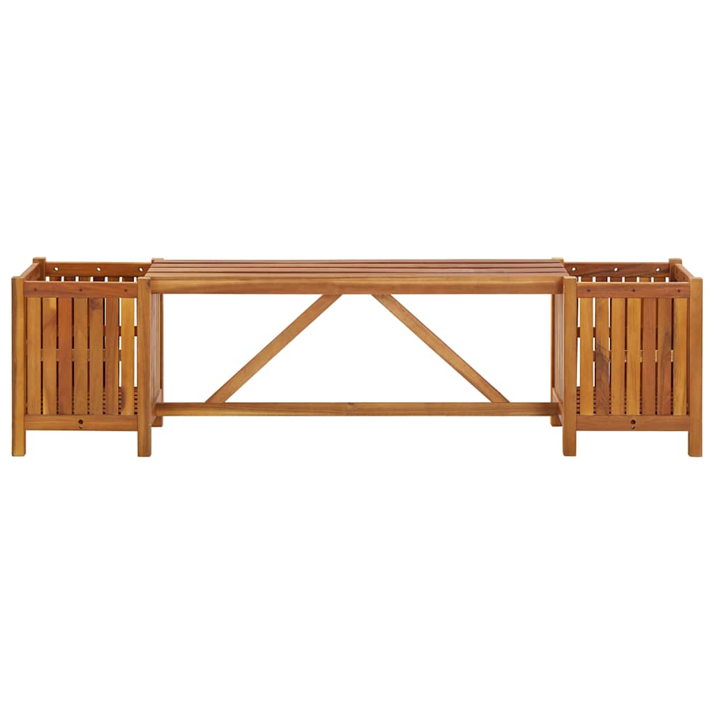 Banco de jardim com 2 vasos 150x30x40 cm madeira acácia maciça