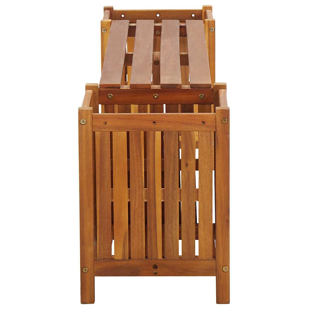 Banco de jardim com 2 vasos 150x30x40 cm madeira acácia maciça