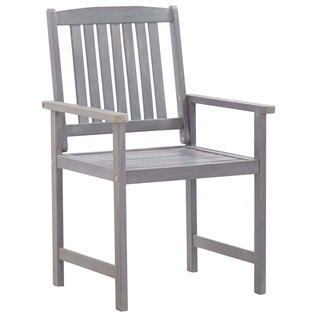 7 pcs conj. de jantar p/ exterior acácia maciça cinzento lavado