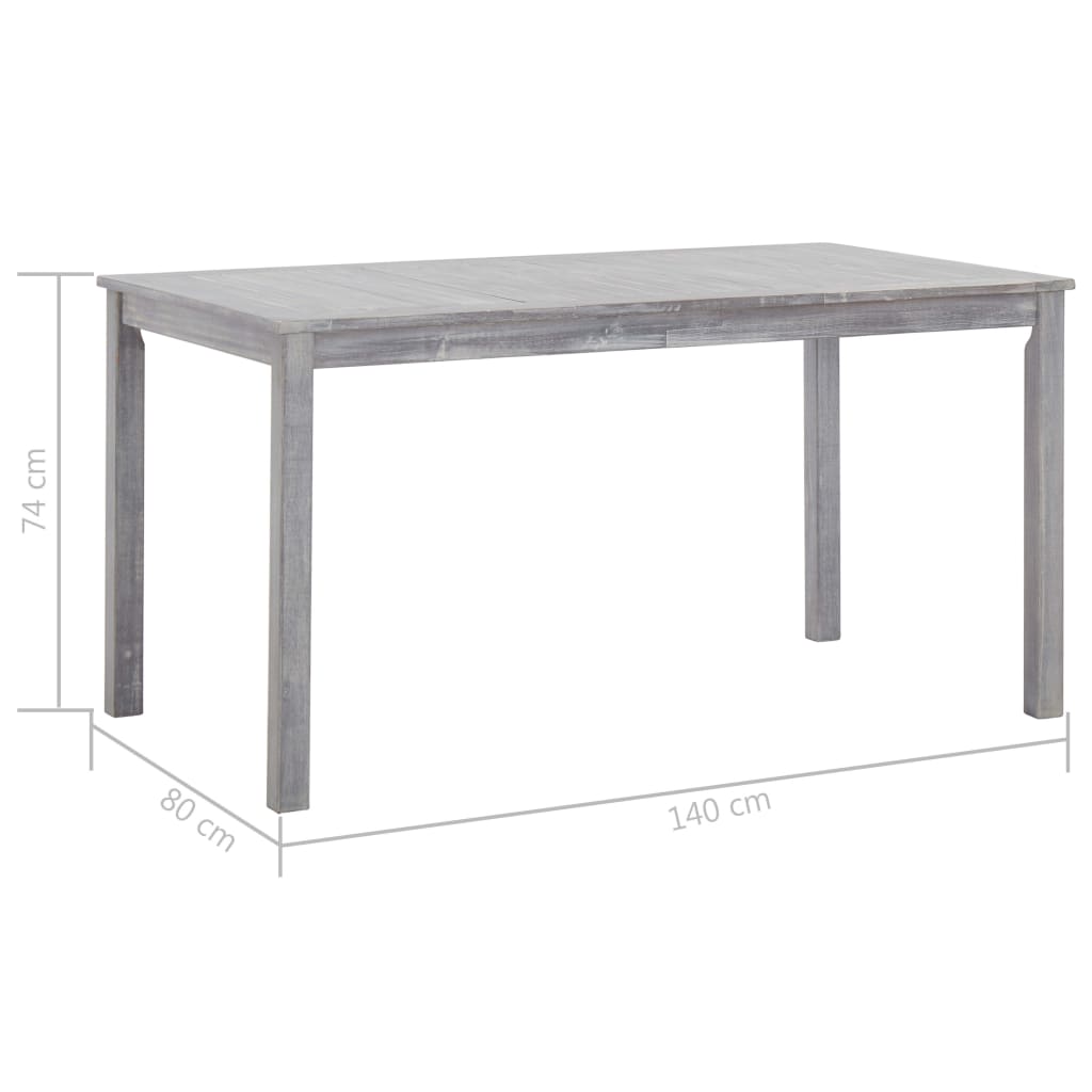 7 pcs conj. de jantar p/ exterior acácia maciça cinzento lavado