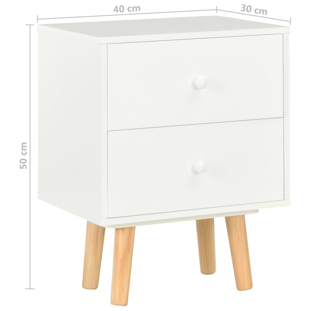 Mesas cabeceira 2 pcs 40x30x50cm madeira de pinho maciça branco