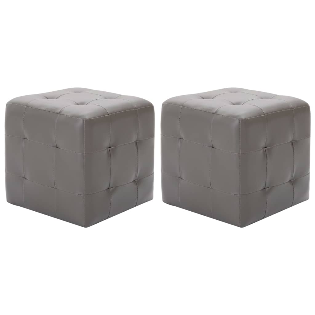 Pufe 2 pcs 30x30x30 cm couro artificial branco