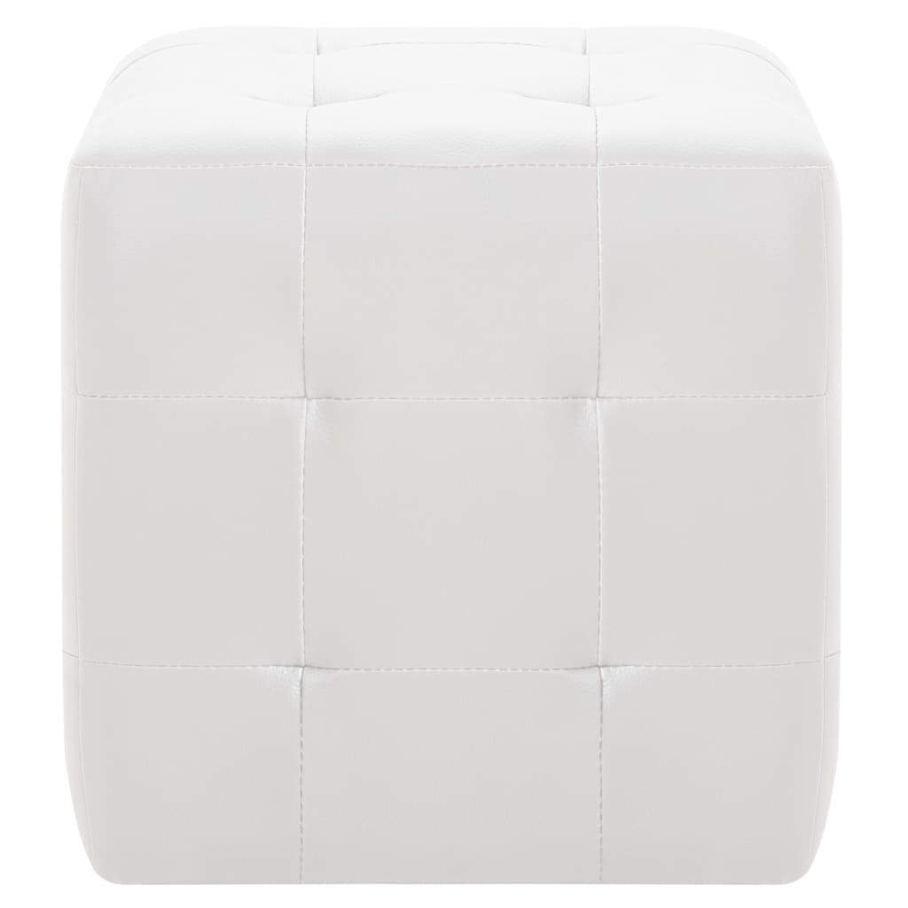 Pufe 2 pcs 30x30x30 cm couro artificial branco