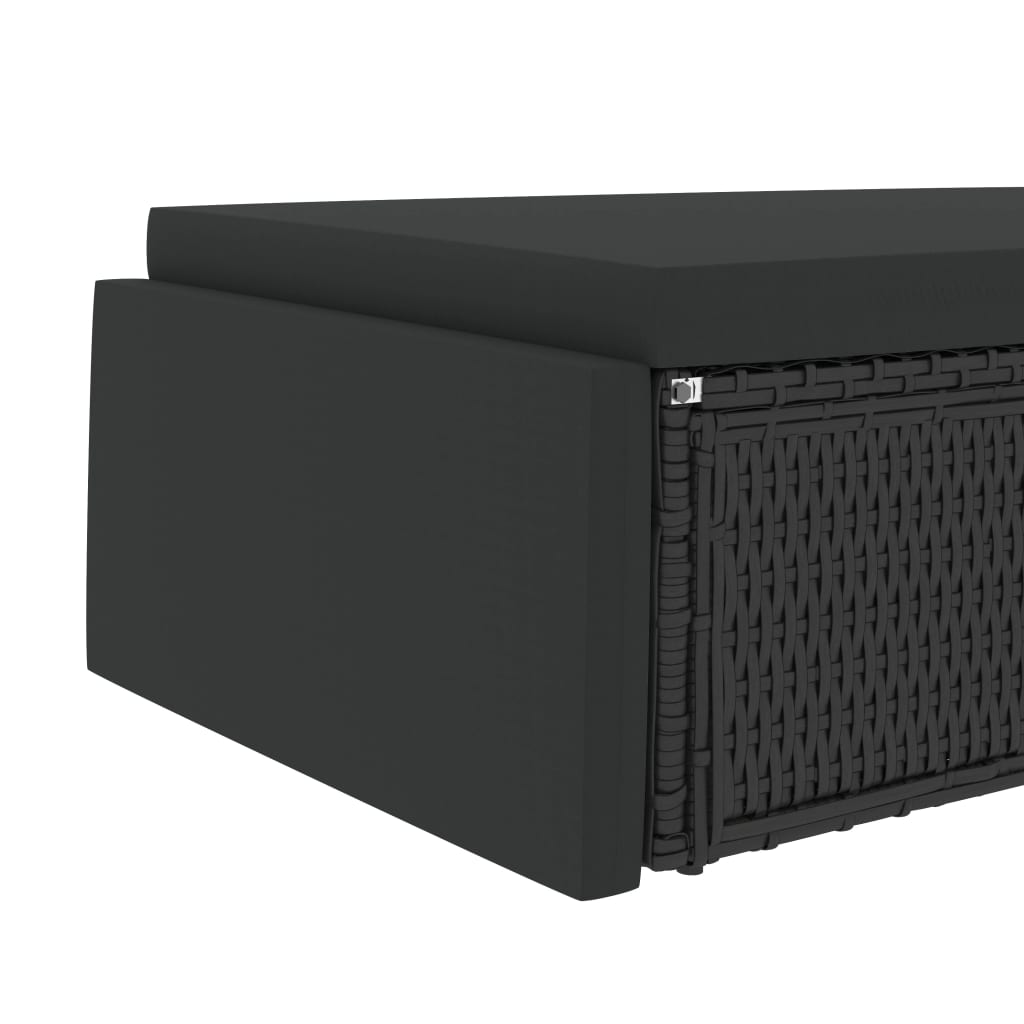 2 pcs conjunto lounge de jardim c/ almofadões vime PE preto