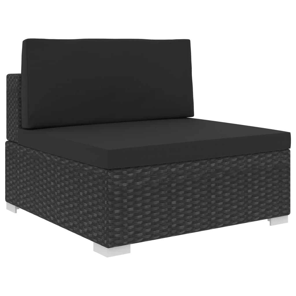 12 pcs conjunto lounge de jardim c/ almofadões vime PE preto