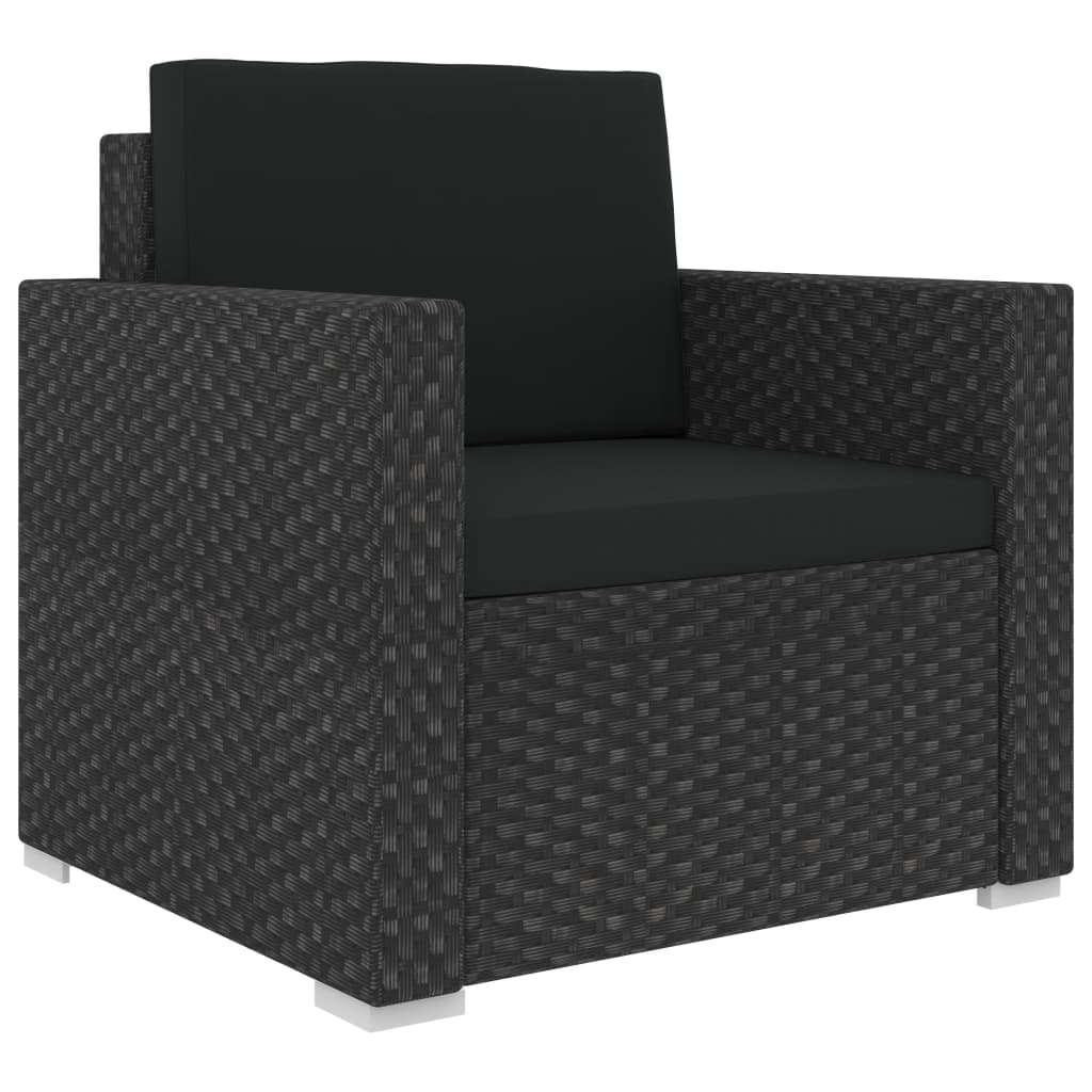 12 pcs conjunto lounge de jardim c/ almofadões vime PE preto