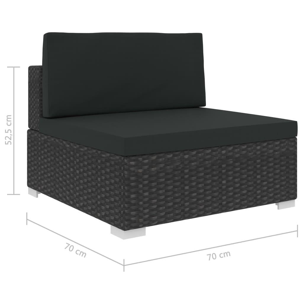 12 pcs conjunto lounge de jardim c/ almofadões vime PE preto
