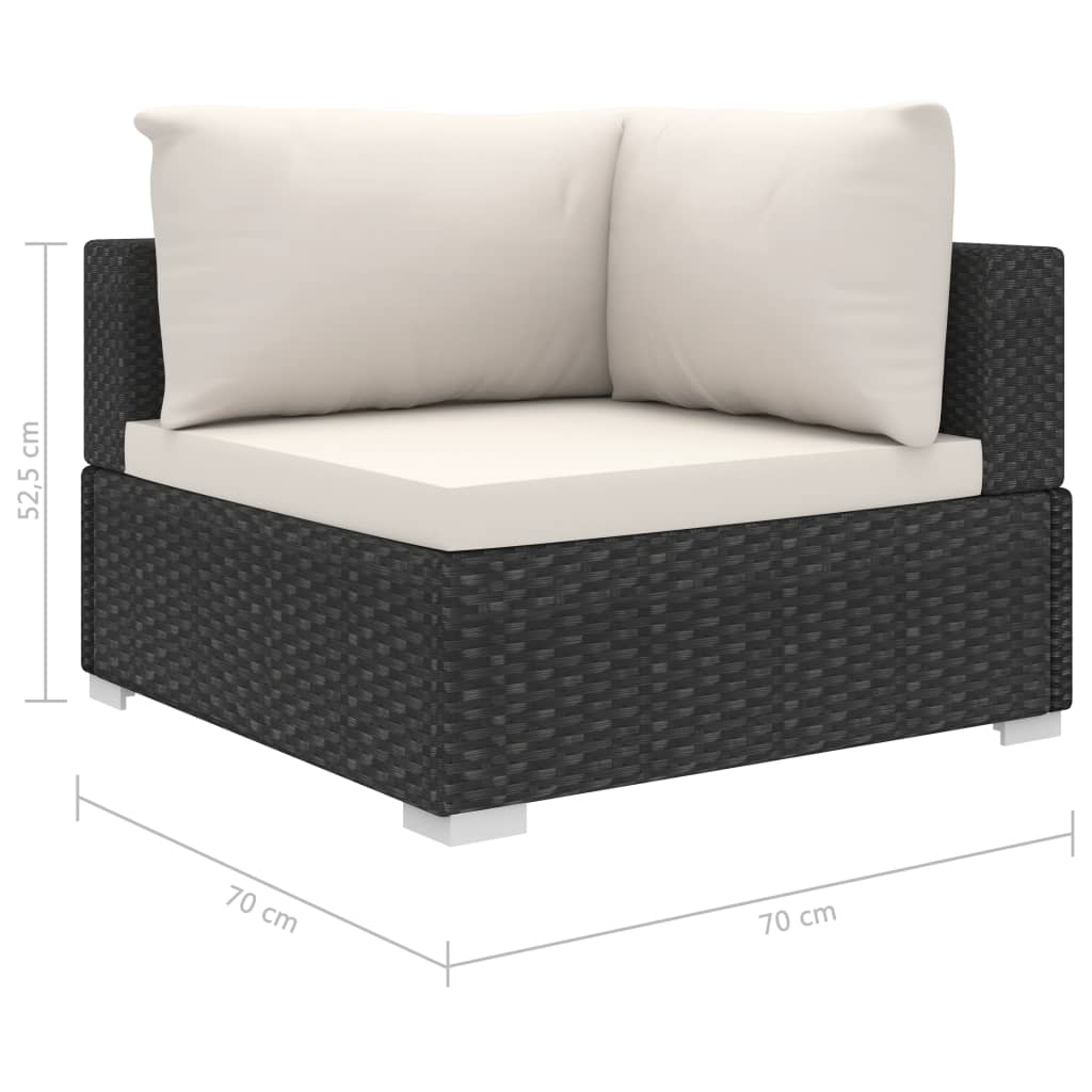 10 pcs conjunto lounge de jardim c/ almofadões vime PE preto