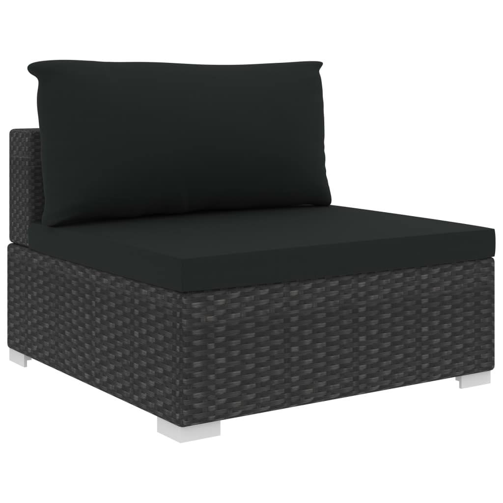 11 pcs conjunto lounge de jardim c/ almofadões vime PE preto