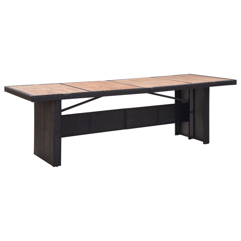 11 pcs conjunto jantar p/ exterior vime e madeira acácia preto