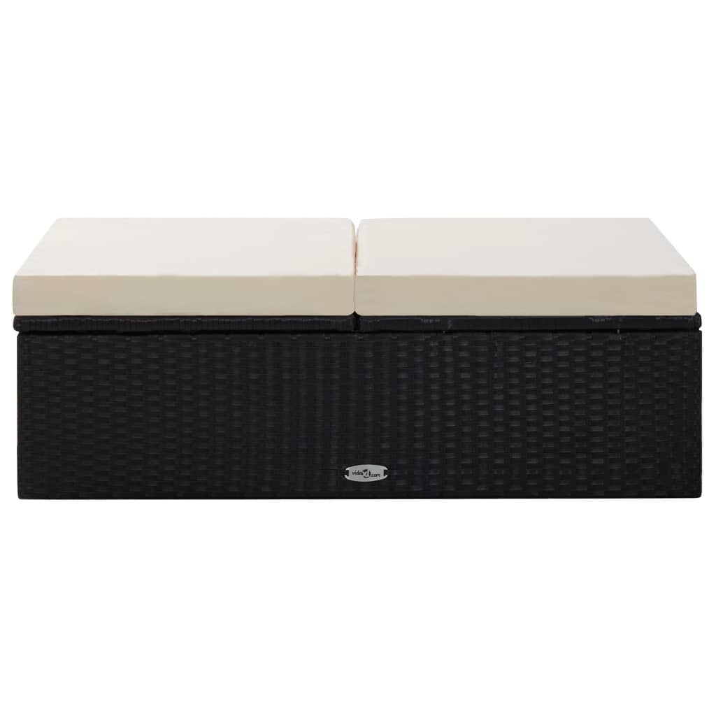 2 pcs conjunto lounge de jardim c/ almofadões vime PE preto