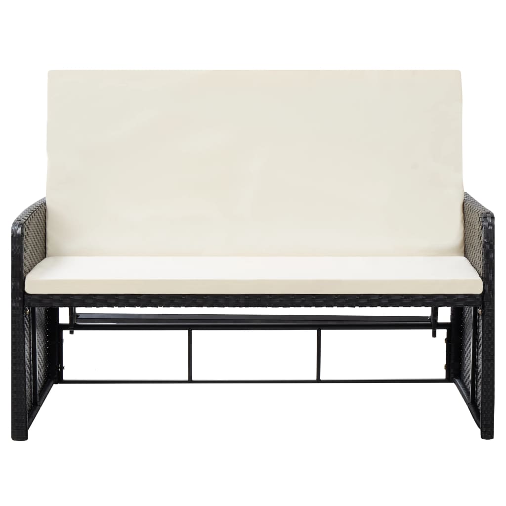 2 pcs conjunto lounge de jardim c/ almofadões vime PE preto