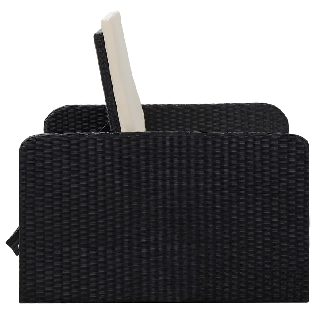 2 pcs conjunto lounge de jardim c/ almofadões vime PE preto