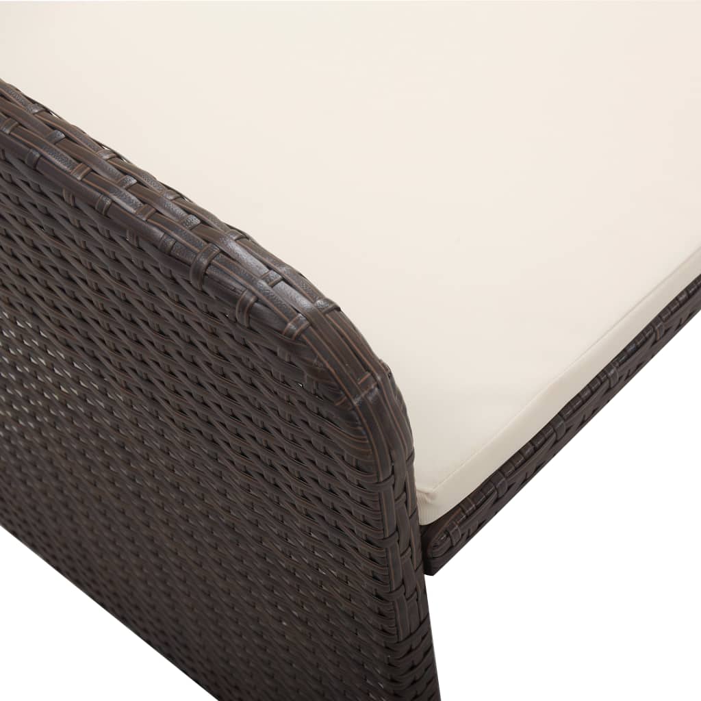 2 pcs conjunto lounge jardim c/ almofadões vime PE castanho